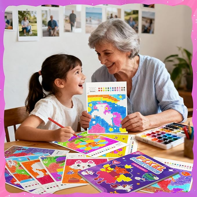 DoodleDoo Coloring Book for Girls Ages 5-8, 20 Pages Paint by Number Princess Coloring Books, Educational DIY Arts & Crafts Drawing Kit,Kids Party Favors Birthday Gifts for Ages 5 6 7 8 9 10 11 12