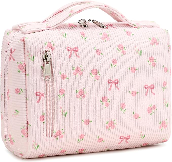 Bluboon Makeup Bag Zipper Pouch Travel Portable Cosmetic Bag Organizer for Women and Girls