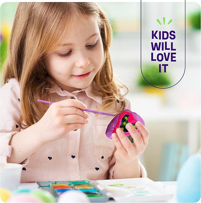 Dan&Darci Kids Rock Painting Kit - Glow in The Dark - Arts & Crafts Gifts for Boys and Girls Ages 6-12 - Craft Activities Kits - Creative Art Toys for 6, 7, 8, 9, 10, 11 & 12 Year Old Kid