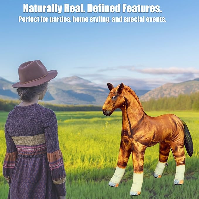 Jet Creations Inflatable Horse 38" L x 30" H – Golden Brown Blow Up Animal Toy for Kids Ages 3+ – Halloween, Fall & Western Party, Yard Display, Birthday & Holiday Decor, Photo Prop, 1 PC