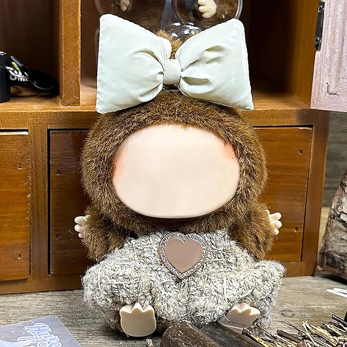 Clothes Fit for 17CM Doll, Fashion Doll Clothes Outfit Set Cute Theme Designer Toys Dress Accessories for Collector Fans Display (M Khaki Set)