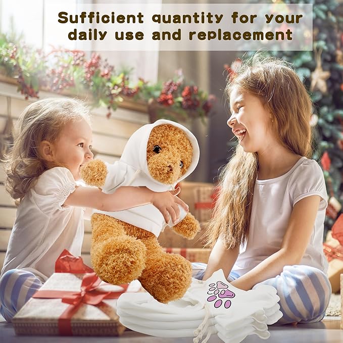 30 Pcs White Teddy Bear Clothes Blank Stuffed Animal Shirt Hoodie Sublimation Bear Clothing for 15 Inch Stuffed Bears Dolls DIY (Color Style 2)