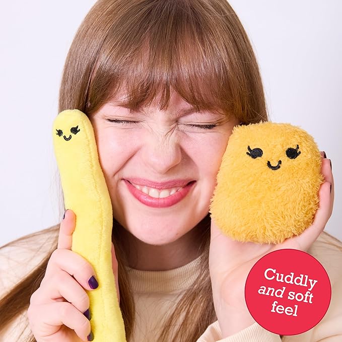 Emotional Support Chicken Nuggets by Relatable, Cuddly Plush Collectibles and Squishy Toys, Cozy Fall Gifts and Fun Trick or Treat Toys, Includes 5 Plushies with Carrying Basket