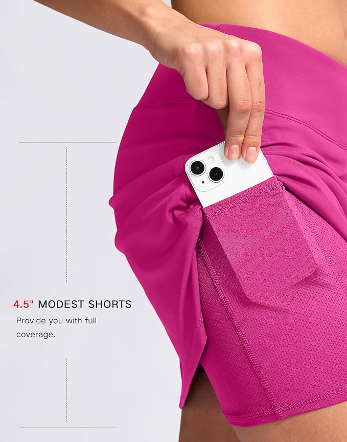 16" Skorts with 2 Pockets | Side Slits, High Waisted, A Line, Casual, Pickleball, Athletic, Golf, Tennis Skirt, for Women