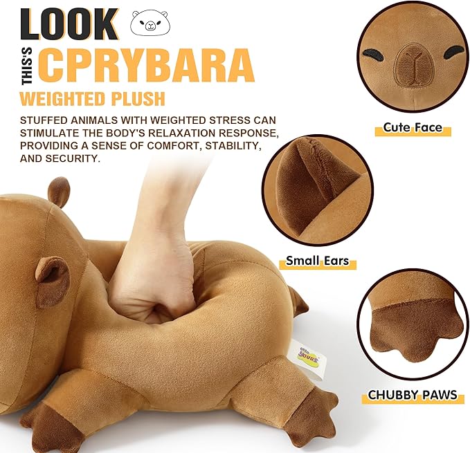 Onsoyours Original 9.8"|1.0 lbs Weighted Stuffed Animals, Cute Weighted Positive Capybara Plush Pillow Toy Soft Weighted Capybara Plushies Gift for Kids Adults