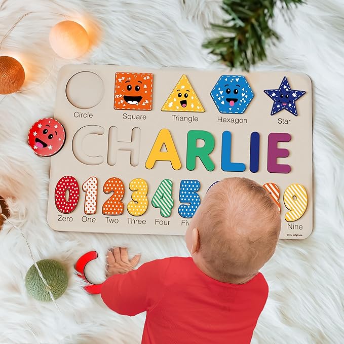 Personalized Name Puzzle for Babies and Kids - Zuzu Puzzle Wooden Toy, Educational Toddler Gift, Baby Shower or Newborn Gift (0-36 Months)-TSCA,CPC Certified