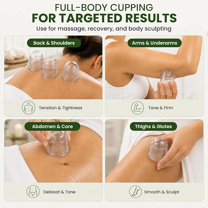 Silicone Cupping Therapy Set Beginner Massage Cupping Cups for Cupping Therapy Cup Kit for Massage, Myofascial Release, Cellulite Reduction