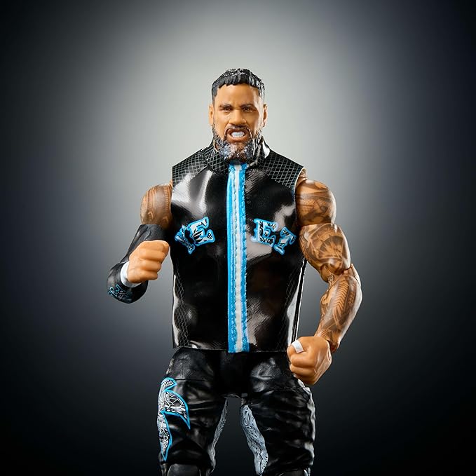 Mattel WWE Ultimate Edition Action Figure & Accessories Set, Jey USO 6-inch Collectible with Swappable Heads & Hands, 30 Articulation Points