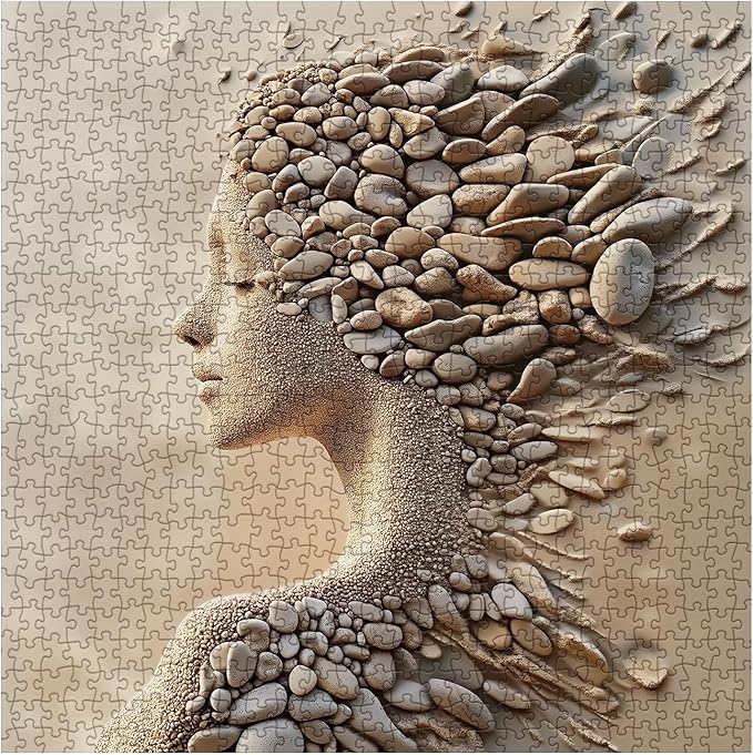Beautiful Women Art Puzzles for Adults 1000 Pieces Nature, Pretty Beach Aesthetic Impossible Jigsaw Puzzles, Hard Difficult Challenging Puzzle