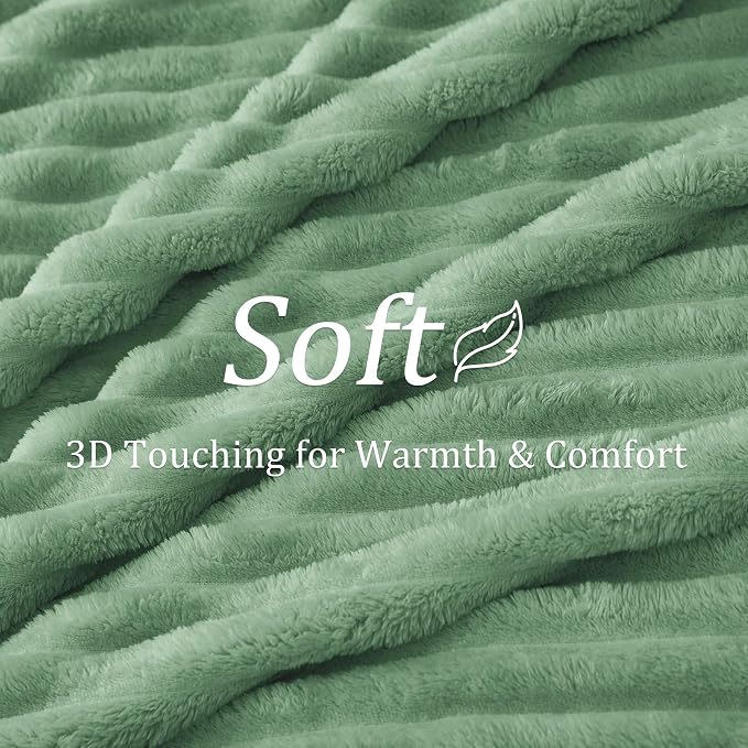 BEDELITE Ribbed Fleece Throw Blanket for Couch, Sage Green, 50"x70" | Ultra-Soft Plush Fleece, Warm Yet Lightweight, Ribbed Texture, Home Decor, Machine Washable, Giftable, All-Season Use