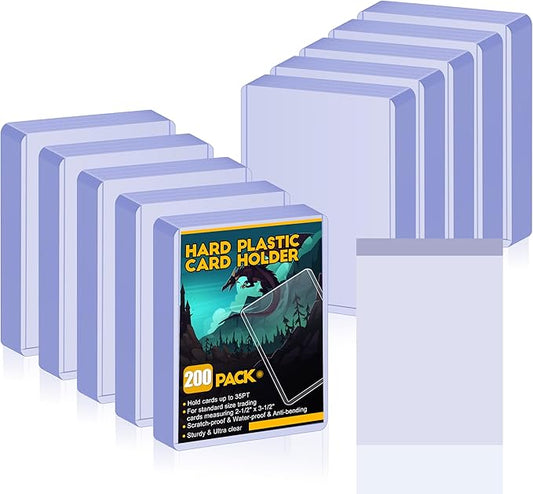 400 Card Sleeves Hard Plastic, Sooez Premium 35PT 3"X4" Baseball Card Protectors Hard Plastic Card Holder, Trading Sports Football Game Cards(200 Hard Sleeve + 200 Penny Sleeve)