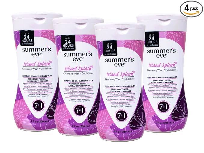 Summer's Eve Island Splash Refreshing Daily Feminine Wash, Removes Odor, pH balanced, 9 fl oz. (Pack of 4)