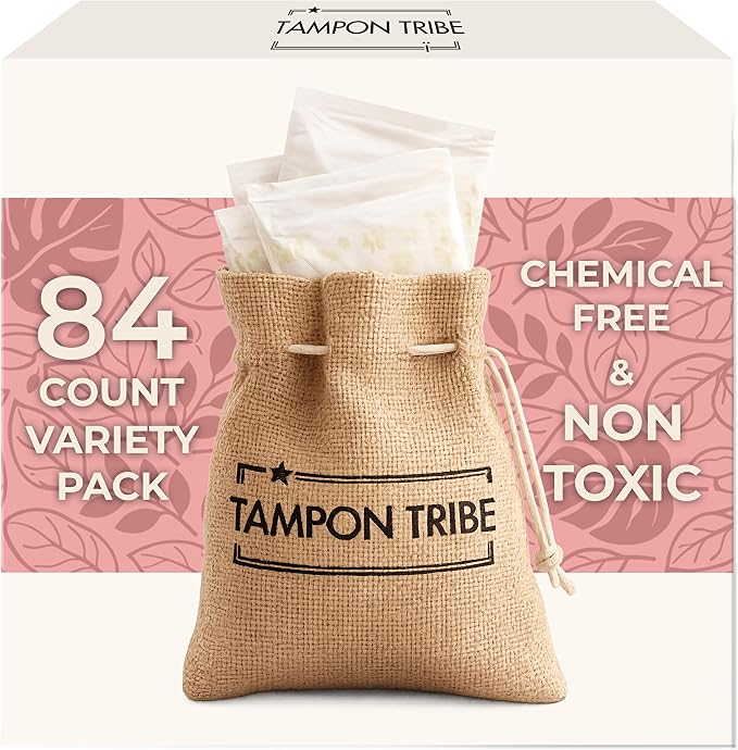 Tampon Tribe Organic Cotton Pads for Women Variety Pack | 84 Absorbent Period Pads with Wings | 100% Organic Cotton, Hypoallergenic, Metal and Chemical-Free with Anti-Leak Edges | 84 Count - Variety