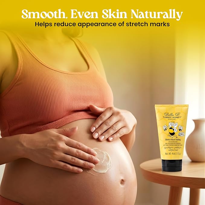 BELLA B NATURALS Tummy Honey Cream 4oz - Bella B Tummy Cream For Fading Stretch Marks - Pregnancy Cream To Prevent Stretch Marks - Stretch Marks Cream For Pregnancy - Pregnancy Stretch Mark Prevention