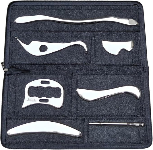 7 in 1 Stainless Steel Muscle Scraper Tool Set IASTM Tool for Fascia Release, Scar Tissue Breakdown, Plantar Fasciitis, Scraping Tool Physical Therapy