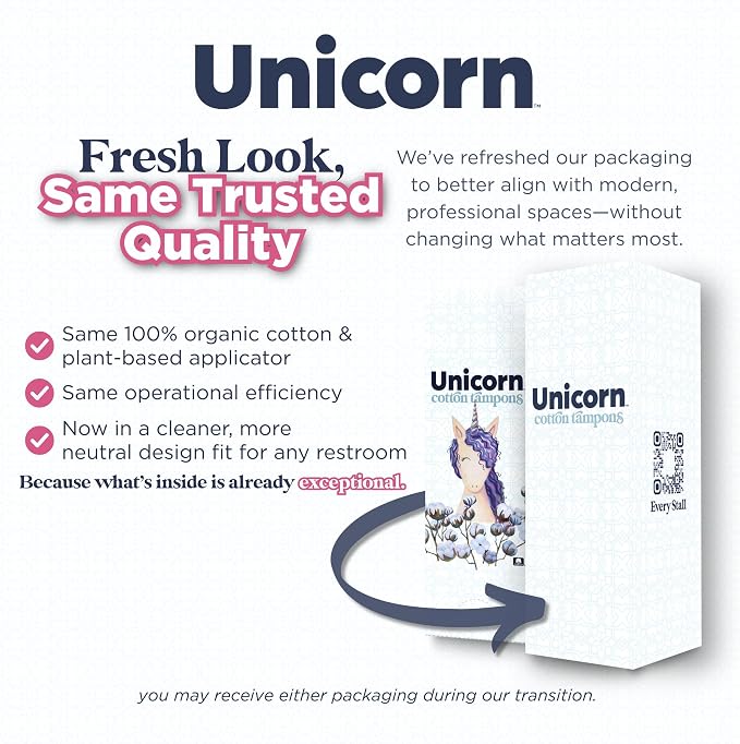 UNICORN Tampons, Organic Plant-Based Compact Applicator Regular Cotton Tampon Cartridge (60 Count, Pack of 1)