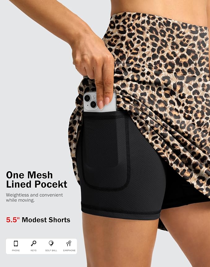 18" Skorts for Women 3 Pockets High Waist Long Athletic Tennis Skirt Golf Skort for Casual Summer Travel