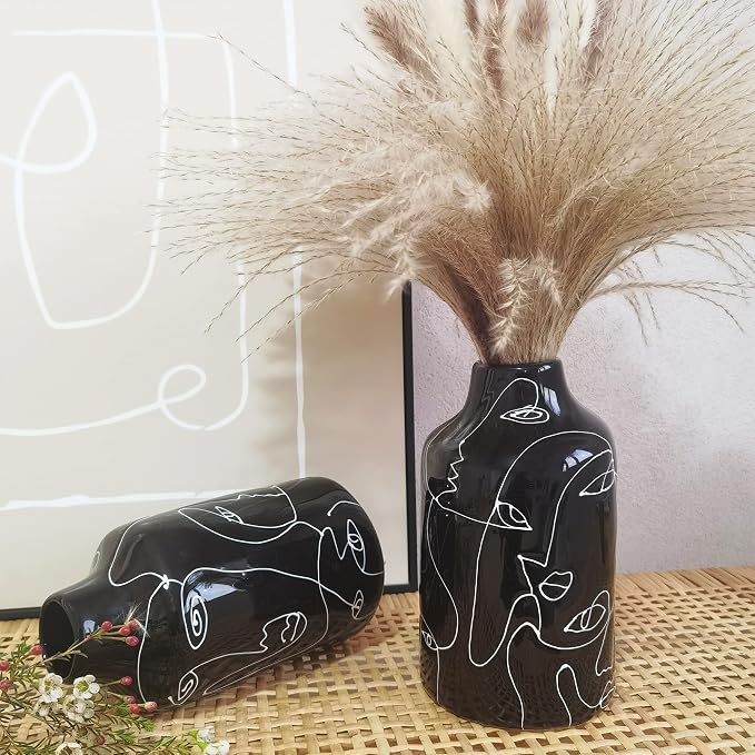 Kimdio Ceramic Vase Irregular face Design Decorative Flower Vase for Home Decor Living Room, Home, Office, Centerpiece,Table and Wedding