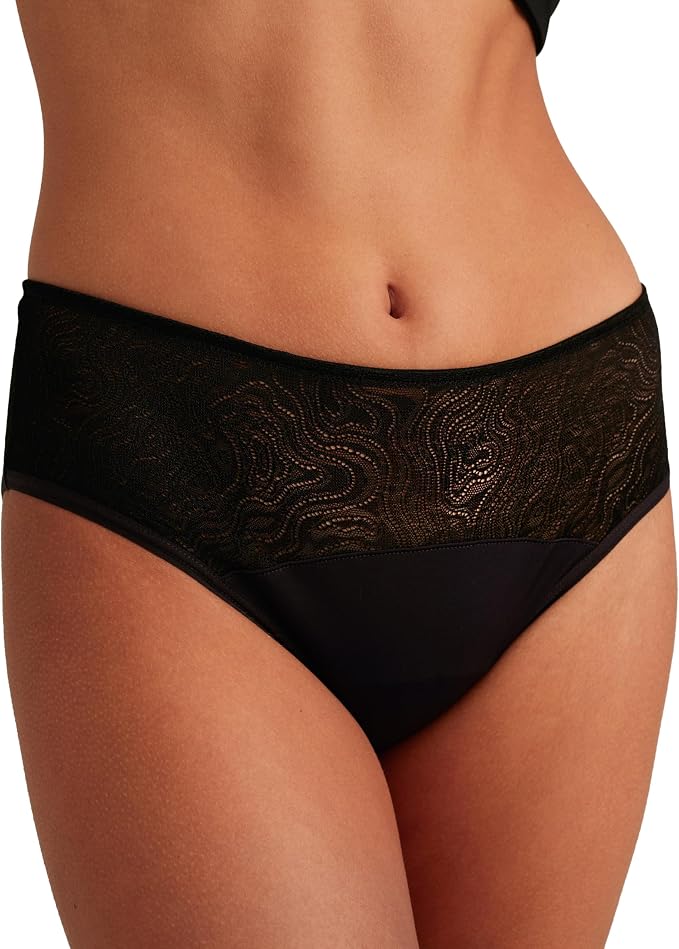 saalt Lace Hipster Period Underwear | Mid-Rise Leak Proof Underwear for Women, Soft-Stretch European Lace