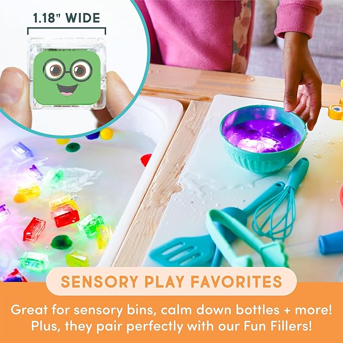 Glo Pals Water-Activated Light-Up Cubes for Sensory Play – 12 Pack - Valentine Day Gift