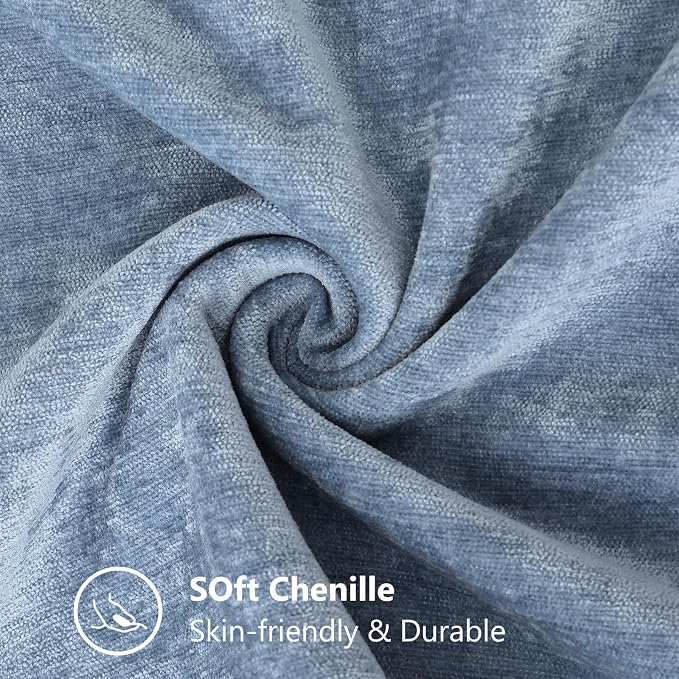 decorUhome Soft Chenille Throw Pillow Covers 24x24 Set of 2 Blue | Fall Textured Decorative Throw Pillow Cases Stitched Edge Modern Farmhouse Luxury Boho Velvet for Couch Sofa Bed Home Decor