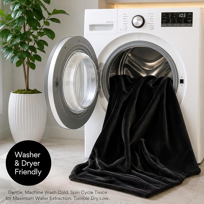 King Size Waterproof Blanket for Bed, Black & Gray Absorbent Fleece 82x82" | Plush Water Proof and Stain Resistant Layered Blankets, Leakproof Top Cover