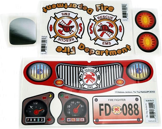 Toy Restore Replacement Decal Fits Little Tikes Cozy Coupe II Car Firetruck Fire
