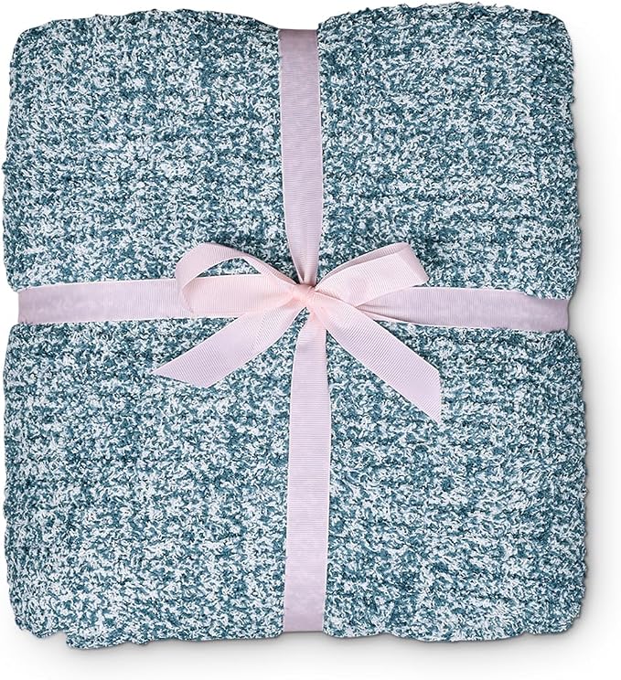 MH MYLUNE HOME Ultra Soft Ribbed Throw Blanket Plush, Blue, 50"x60" | Reversible Fleece Throw Blanket, Comfy Fluffy Fuzzy Plush Blanket Throws for Couch Sofa Bed, Cozy Blankets for Women Gift