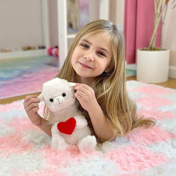 Valentine's Day Stuffed Animal - Llama Stuffed Animal, Llama Plush, 8.5 Inches Tall, Valentines Heart Plushies