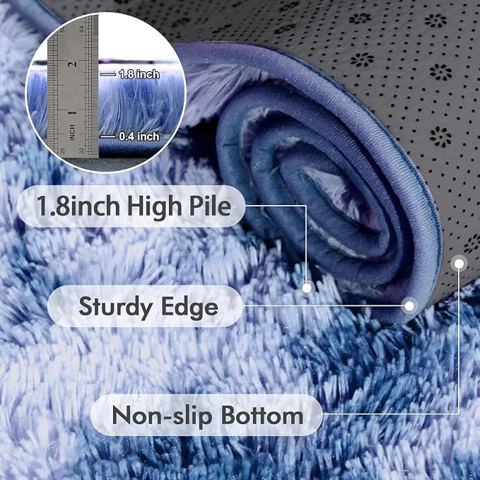 9x12 Ft Extra Large Shag Rugs for Living Room, Ultra Soft Fluffy Furry Area Rugs for Bedroom Indoor Floor, Aesthetic Carpet for Kids Home Decor (Blue)