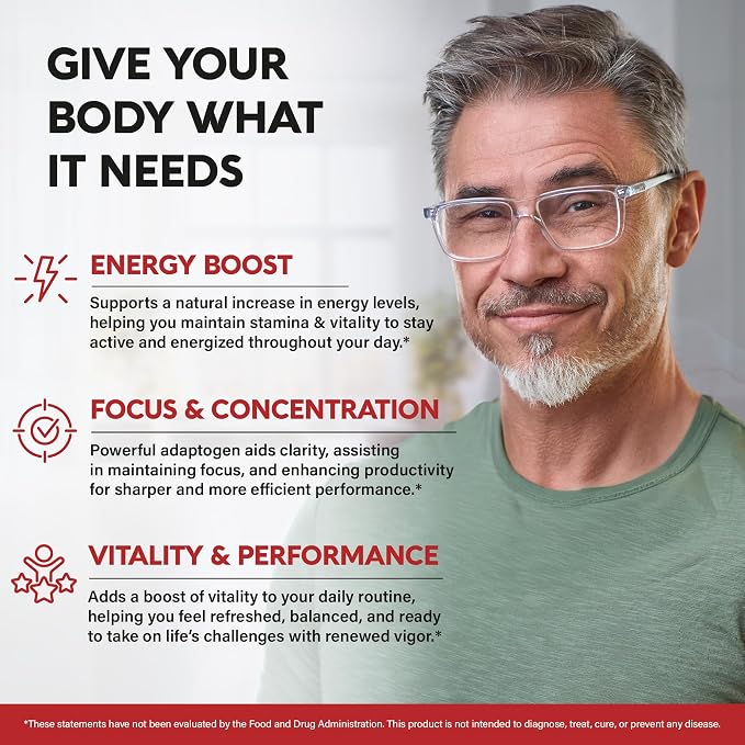 Panax Ginseng 1500 mg - Red Korean Ginseng Supplement for Men - Extra Strength 10:1 Extract - Energy, Focus, Productivity & Performance - Natural & Vegan - Lab Tested - 120 Capsules, 2 Month Supply