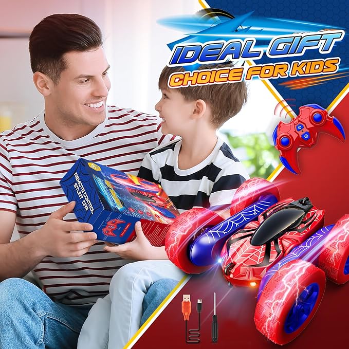 Toys for Boys 4-6,360° Rotating 2.4GHz Fast Stunt Rechargeable 4WD Remote Control Car Boy Toys for Age 4-6 5-7 6-8,Outdoor Toy RC Car Gifts for Birthday Chritmas Halloween Easter Boys Girls