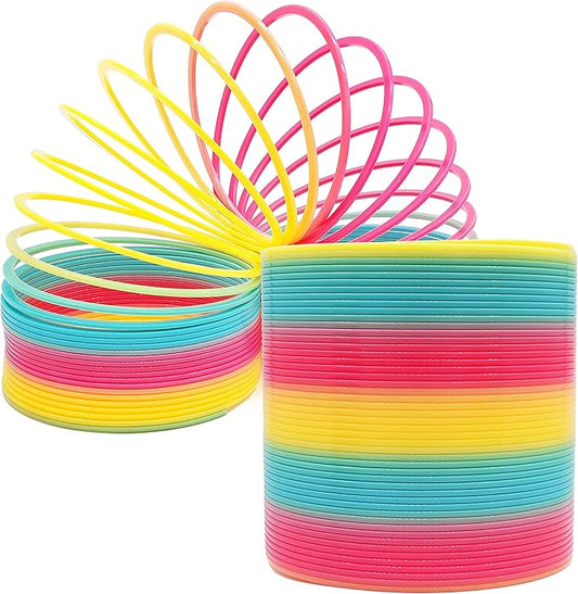 The Dreidel Company Jumbo Rainbow Plastic Coil Spring, Party Favor for Kids, Individually Wrapped, 6" (150mm) Spring (Single)