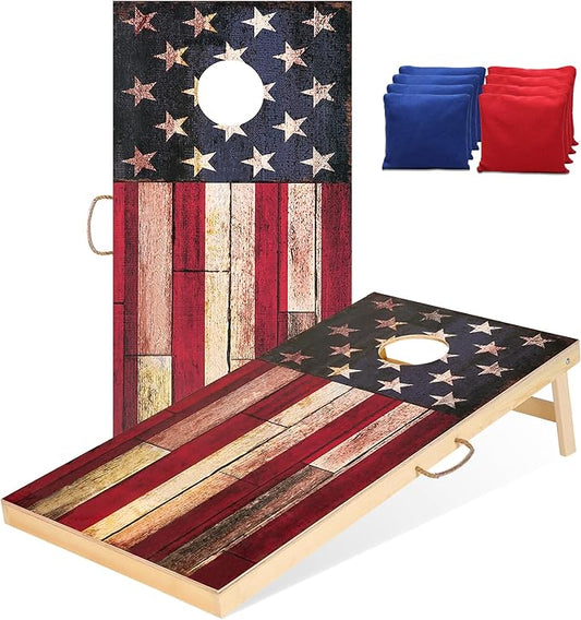 Sportdo 4x2 ft Solid Wood Cornhole Set with 8 Bean Bags, Regulation Size Cornhole Board Set for Adults, Cornhole Game Set for Tailgate Backyard Toss Games Indoor&Outdoor Activities