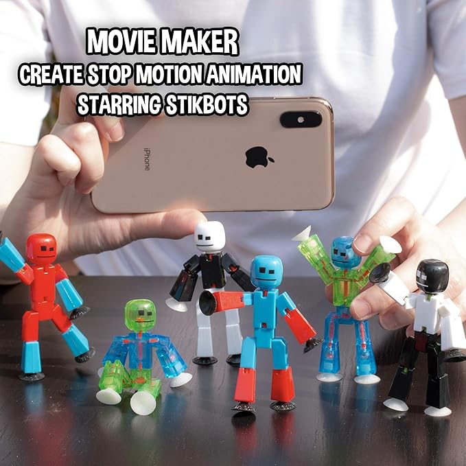 Zing Stikbot Series 4 - Color 6 Piece Posable Action Figure Set - for Stop Motion Animation - Ages 4 and Up