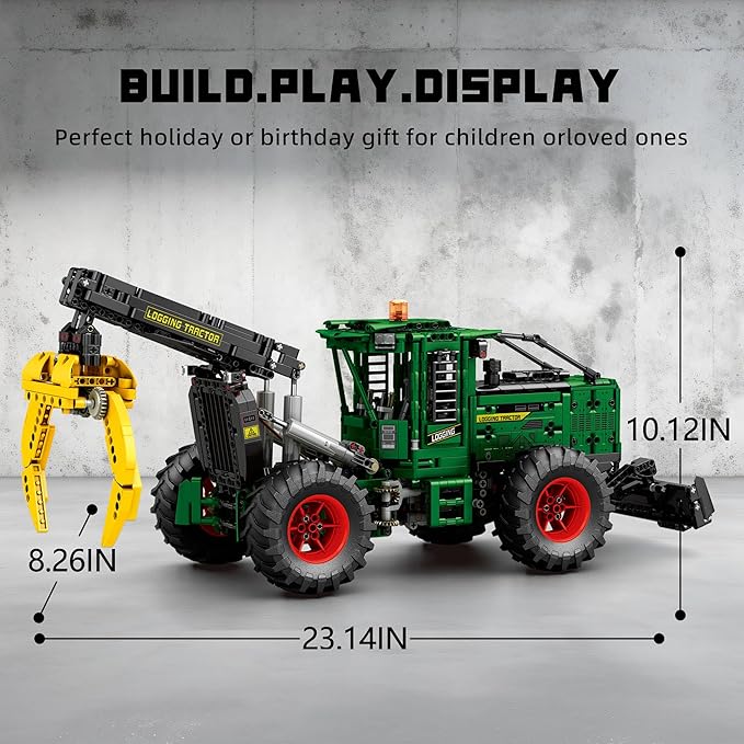 Technic Skidder Tractors Toys Blocks,2.4G RC Skidder Tractors MOC Building Set for Adults, Men,Collectible Home Decor