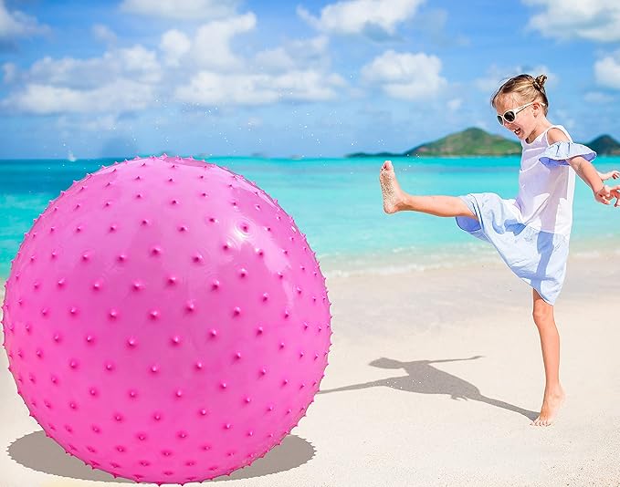 Large Sensory Massage Ball for Kids, 33.5" 85cm 3.1lbs Pink Bouncy Exercise Ball for Toddlers, Big Inflatable Balls with Tactile Spikes, Outdoor Giant Yoga Balls, Large Beach Ball (pink1)