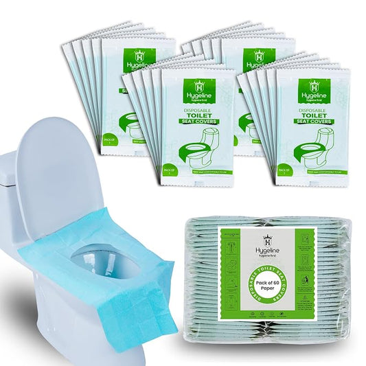 Pack 60 X-Large Disposable Toilet Seat Covers PE Material | Travel Toilet Seat Covers for Adults and Potty Training, Premium Toilet Seat Liners for Public Restrooms