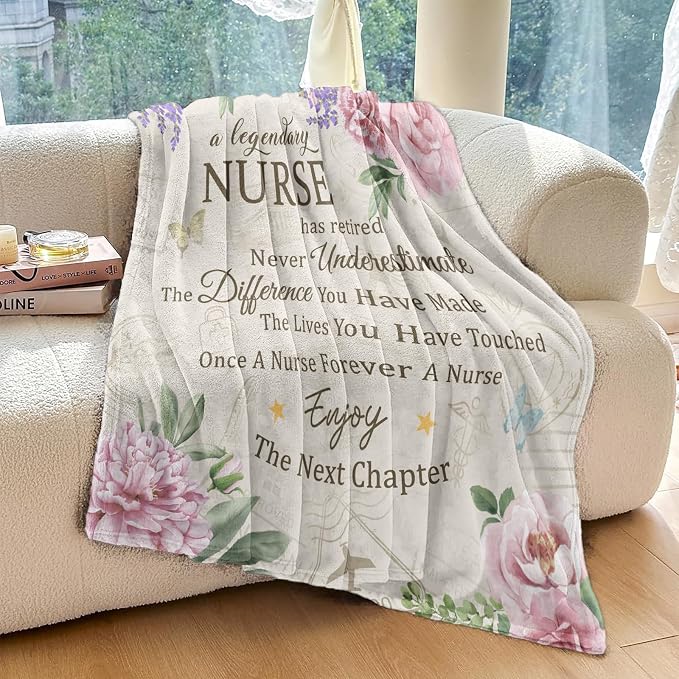 Nurse Retirement Gifts for Women, Nurse Retirement Blanket 60"x50" | Retirement Gift for Nurses 2026, Retired Throw for Nurses Appreciation Week, Retirements Parties