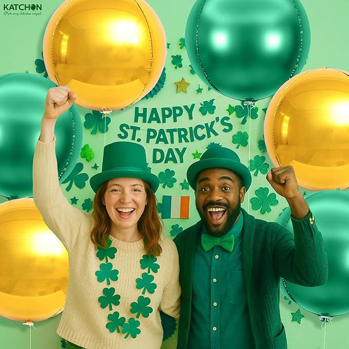 KatchOn, Green and Gold Foil Balloons – 22 Inch, Pack of 6 | Gold Mylar Balloons for Graduation Decorations 2026 | Mardi Gras, Fiesta Party Football, Jungle, Safari Party Decorations