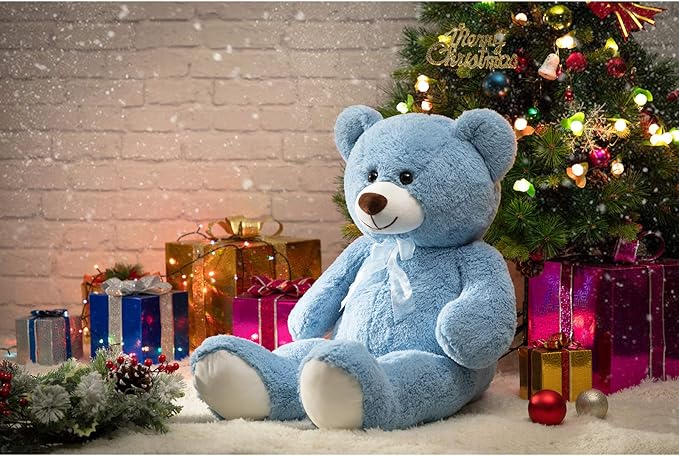 HollyHOME Big Teddy Bear Large Teddy Bear Stuffed Animal Birthday Valentines Day Plush for Kids and Girlfriend 36 inch Blue