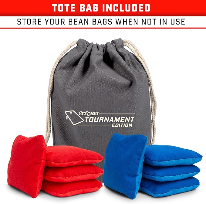 GoSports Tournament Edition Regulation Cornhole Game Set - 4 ft x 2 ft Wood Boards with 8 Dual Sided (Slide and Stop) Bean Bags