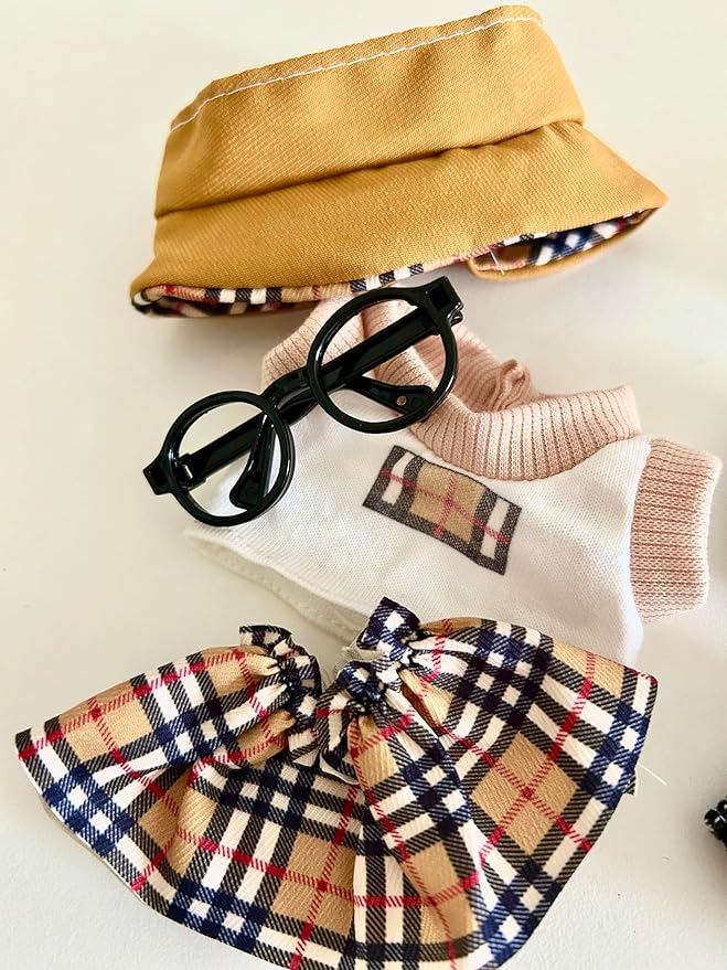 2 Sets Cute Doll Clothes for labubu,17cm Dolls Outfit Accessories,for la-bubu Dolls/for la-bubu Outfit, Black Set and Yellow Set It's a Gift for labubu Enthusiasts and Collectors (No Doll)
