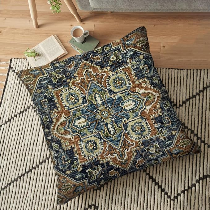 Boho Throw Pillow Covers 26x26 inch Set of 2,Boho Vintage Carpet Pattern Antique Ethnic Decor Double Sided Pattern Cushion Cover Soft Pillow Case Living Sofa Room Bed Square Pillow Cover