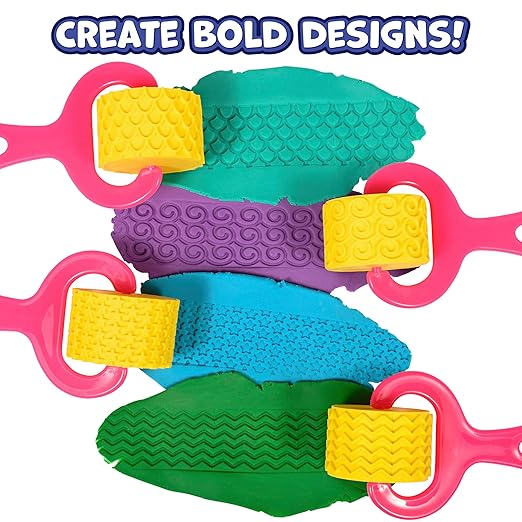 READY 2 LEARN Paint & Dough Explorers | 4 Patterns | Set 3 | Imagine Colors | Playdough Accessories | Paint Stamps and Clay Tools for Kids