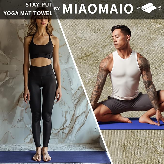 MIAOMIAO 2 Pack Non-Slip Hot Yoga Towel Set,Super Absorbent Microfiber in, 24.5" x 72" - Anti-Slip, Injury Free Design for Pilates, Yoga Mats, Exercise, and Fitness Gear Carbon Grey