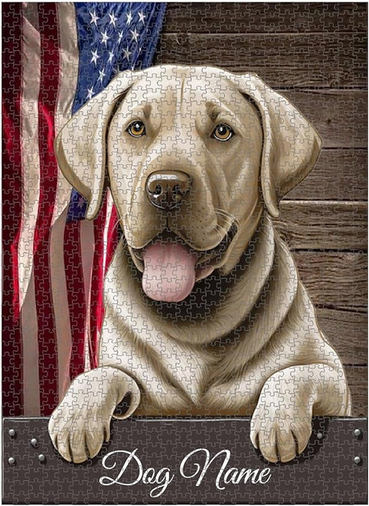 Custom Wooden Jigsaw Puzzles with Your Dog's Name on Labrador Retriever Art Print - 300 500 1000PCS Puzzles Game and Home Wall Decor