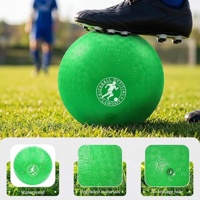 10 Inch Kickball Playground Ball Dodgeball Balls 4 Square Balls, Pack of 3, Dodge Balls for Kids, Kickballs Handball for Indoor Outdoor Games, Includes Pump