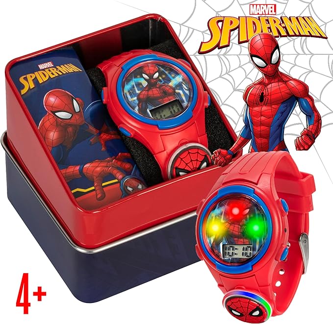Marvel Spider-Man Kids Watches – Digital Display, Interactive Features, Adjustable Strap, Vibrant Spider-Man Graphics, Durable for Active Kids