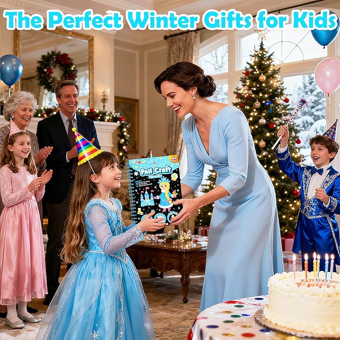 FUNNYB&G Foil Art Crafts for Kids Ages 4-8: Valentines Crafts for Kids 2026,Birthday Gift for Girls,Art and Crafts Supplies,Party Favors,Creative Toys for Girls Boys 4 5 6 7 8 9 Years Old (Winter)
